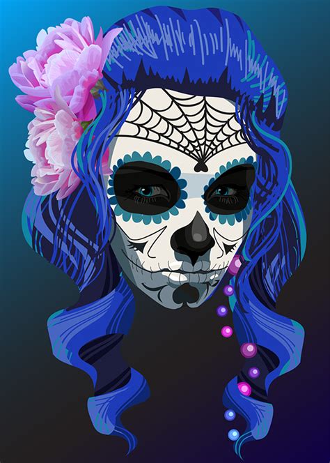 Select from premium sugar skull of the highest quality. Blue sugar skull girl on Behance
