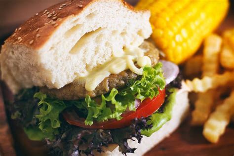 Burger Set Lunch Stock Photo Image Of Breakfast Balanced 71229300