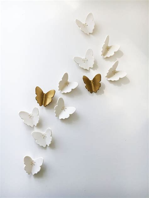 3d Butterfly Wall Art Black And Gold Porcelain Ceramic Etsy Uk 3d