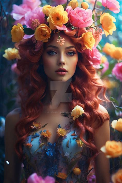 Floral Model Babe Colorful By Xrebelyellx On Deviantart