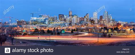 Denver Colorado Usa December 09 2015 Panoramic December Evening