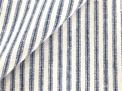 Blue And White Ticking Stripe Upholstery Fabric By The Yard Etsy