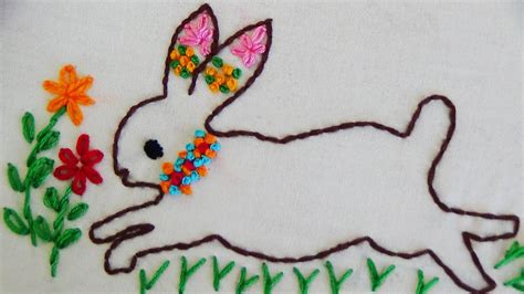 Hand Embroidery How To Embroider Bunny Youtube