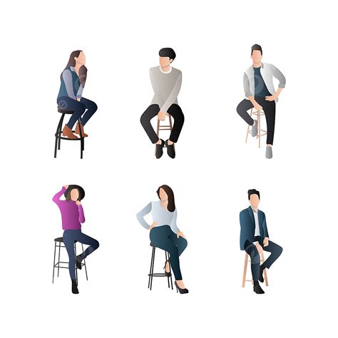 People Set Clipart Png Images Set Of People Sitting Person Vector