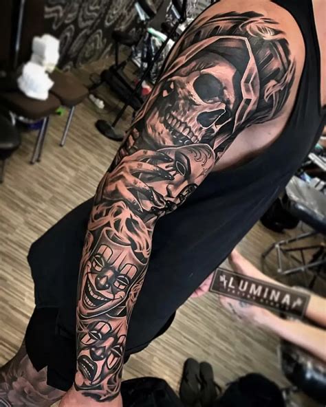 Skull Sleeve Tattoos Skull Tattoos Are One Of The Most Well Known And Flexible Tattoo Designs