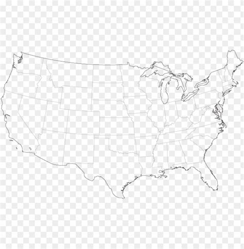 United States Outline Us Map To Color Png Image With Transparent