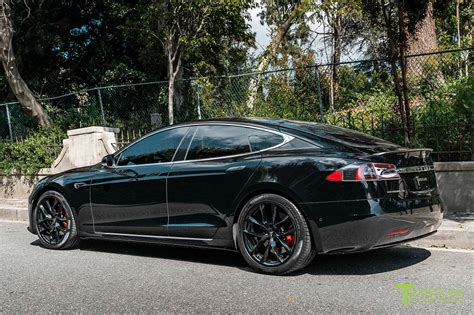 Black Tesla Model S With Gloss Black 20 Tss Flow Forged Wheels By T S