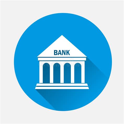Vector Icon Building Bank On Blue Background Flat Image Bank W Stock