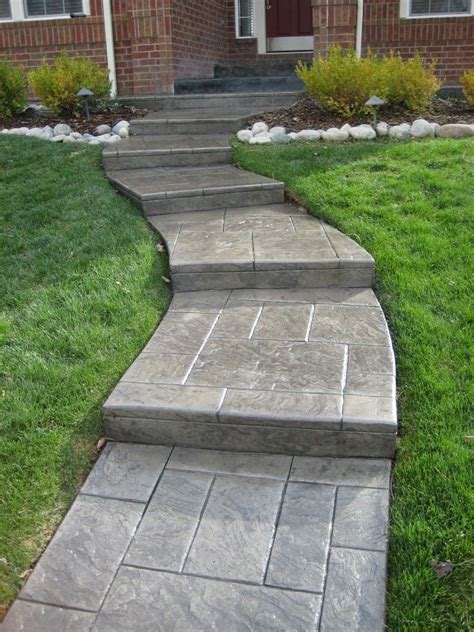 Decorative Concrete Front Yard Walkway Front Yard Landscaping