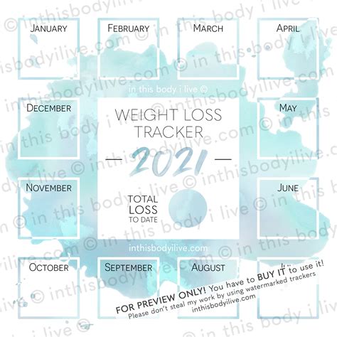 Tracker Printable Weight Loss Calendar 2021 2021 Weight Loss Tracker