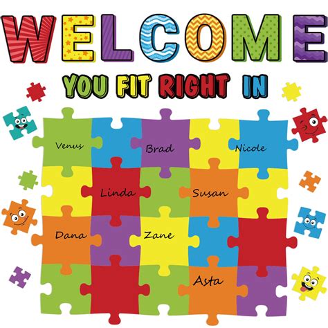 Buy Welcome Bulletin Board Set With Puzzle Pieces For Classroom Decorations Chic Sign Cutouts