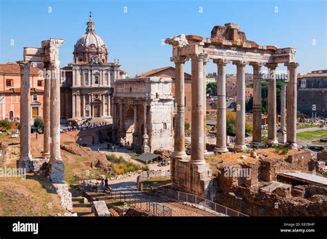 The Roman Forum A Landmark Site With The Ruins Of Ancient Government