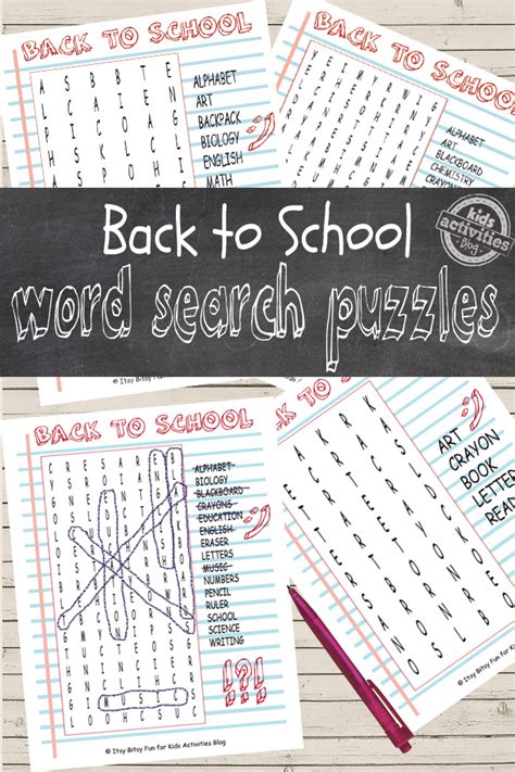 Back To School Word Search Puzzles Free Kids Printables