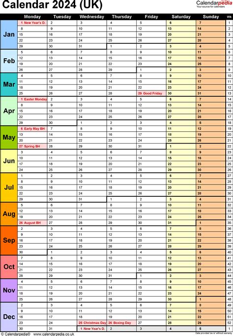 Calendar 2024 Uk Free Printable Pdf Templates