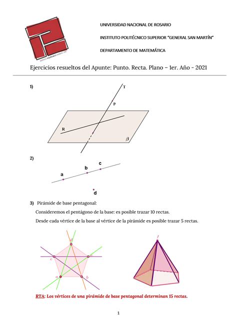 SOLUTION Matematicas Resoluci N Del Apunte Punto Recta Y Plano Studypool