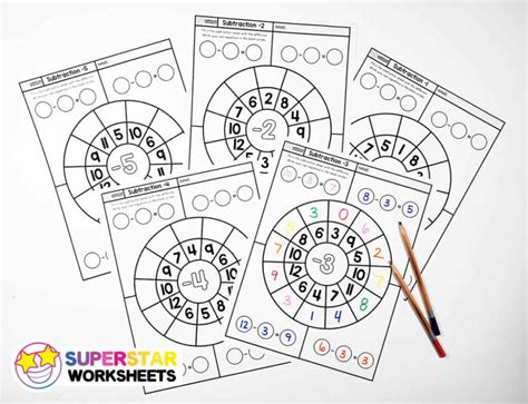 Subtraction Wheels Superstar Worksheets Subtraction Subtraction