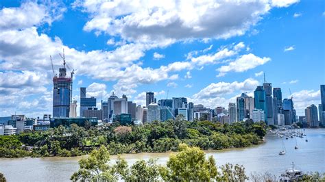 Wallpaper Australia City Buildings Trees River Boats Blue Sky