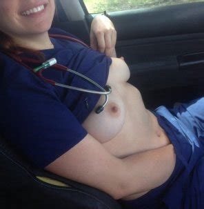 Nurse Taking A Break In Her Car Porn Pic