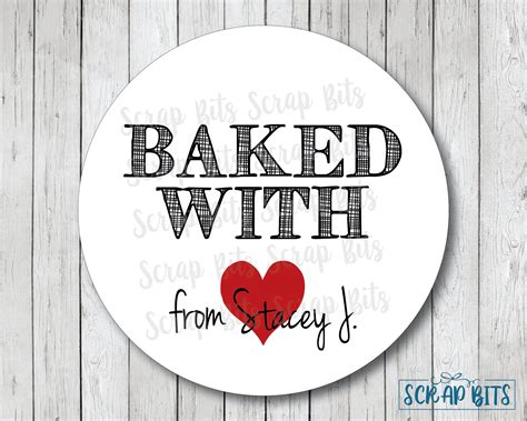 Baked With Love Stickers Baked With Heart Personalized Baked Etsy