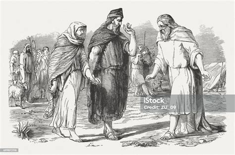 Abimelech Gives Sarah Back To Abraham Published 1886 Stock Illustration