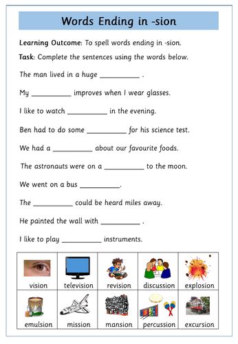 Tion And Sion Worksheet