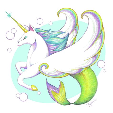 Unicorn Of The Sea Drawing By Sipporah Art And Illustration Pixels