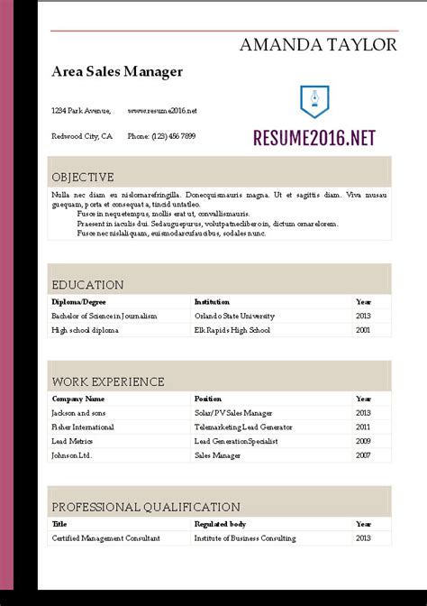 Resume templates and examples to download for free in word format ✅ +50 cv samples in word. Resume 2016: Download Resume Templates in Word