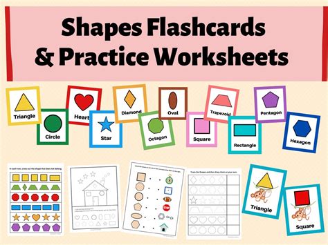 Montessori Shapes Flashcards And Worksheets For Kids Shape Etsy