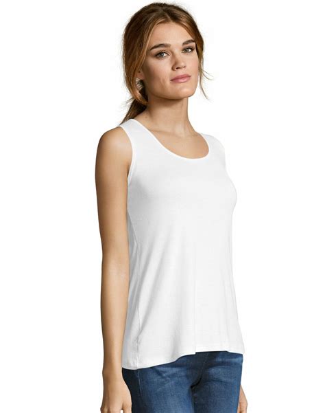 Hanes Ribbed Tank Top Womens Mini Cotton Shirt 100 Pure Cotton Wide