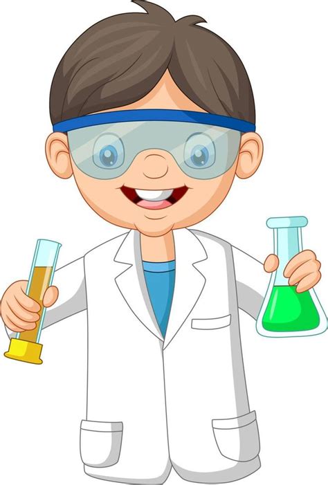niño científico de dibujos animados sosteniendo dos tubos de ensayo
