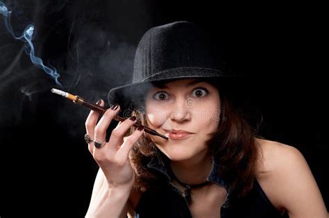 Woman With Cigarette Holder Stock Photo Image Of Brunette Elegance