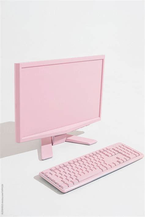 Pink Pc And Keyboard In White By Stocksy Contributor Audshule Stocksy