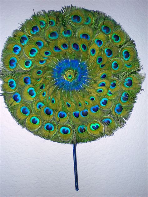Round Peacock Feathered Fan