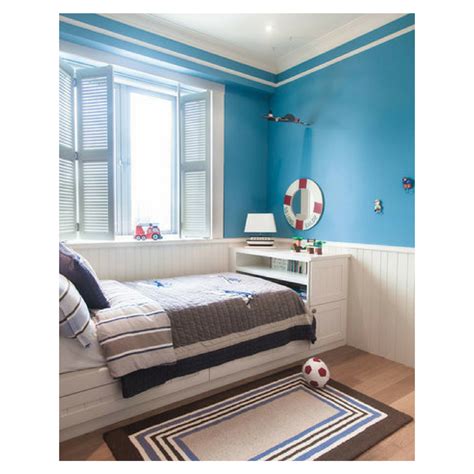 Here A Blue Accent Wall Completely Brings Out The Nautical Decor Of