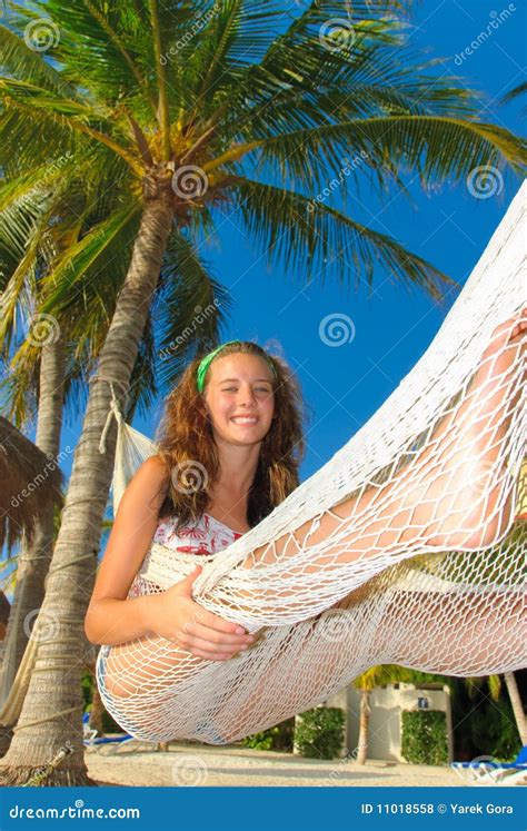 Girl On Hammock Stock Photo Image Of Enjoy Tree People 11018558