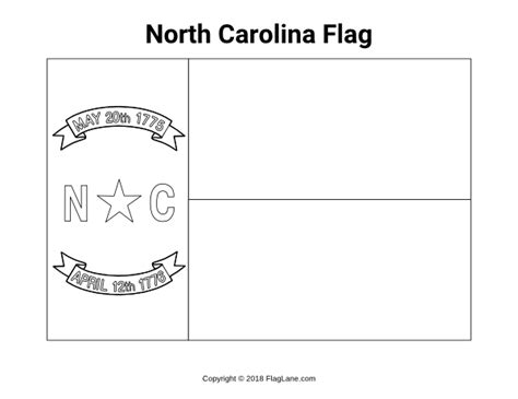 The north carolina flag bears the dates of the mecklenburg declaration of independence (may 20, 1775) and of the halifax resolves (april 12, 1776), documents that place north carolina at the forefront of the american independence movement. Free printable North Carolina flag coloring page. Download ...