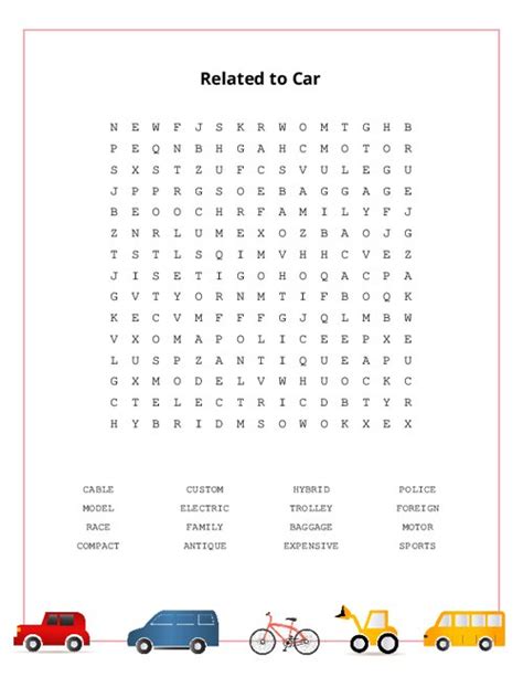 Related To Car Word Search