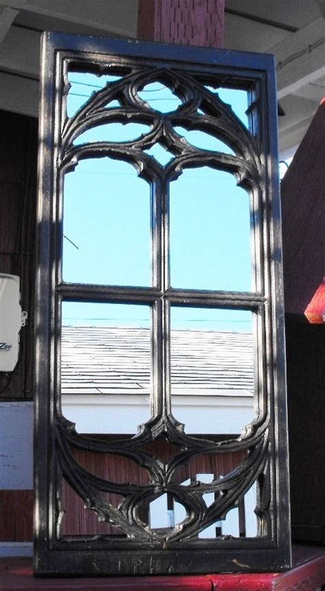 Gothic Window Frame Mirror Distressed Black