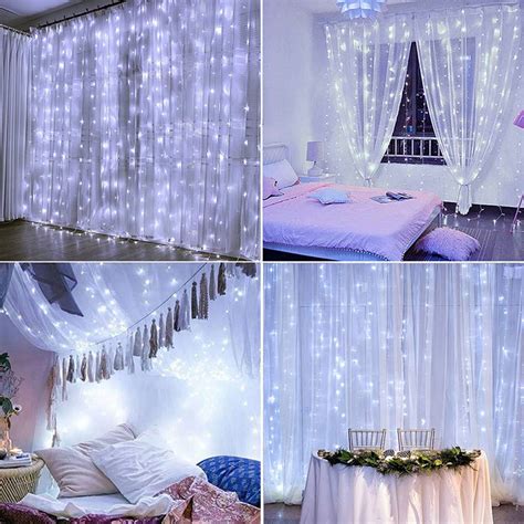 Morttic Led Curtain String Lights 8 Modes Usb Fairy String Light With