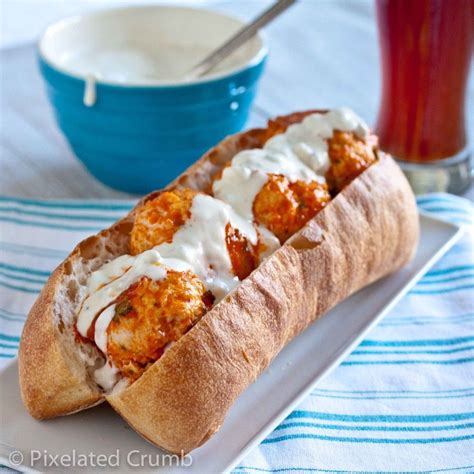 Buffalo Chicken Meatball Subs With Blue Cheese Dressing