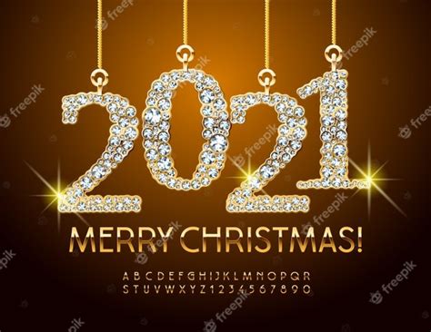 Brillante Tarjeta De Felicitación Feliz Navidad 2021 Letras Y Números