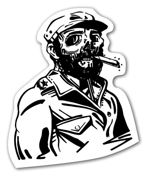 Corte De Contorno Esqueleto De Fidel Castro Con Cigarro Stickerapp