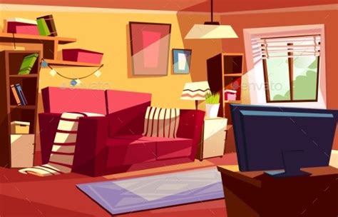 Living room interior vector illustration flat design living. Living Room Interior Vector Cartoon Illustration | Living ...