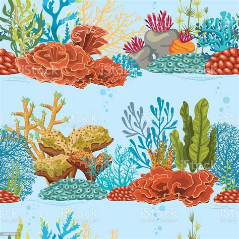 Underwater Seamless Pattern With Coral Reef Stock Illustration