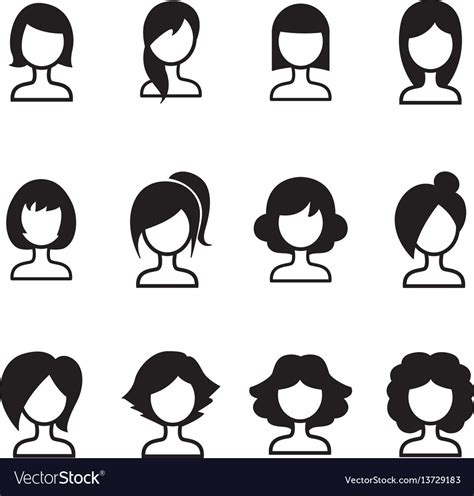 Woman Hair Style Icons Symbol I Royalty Free Vector Image