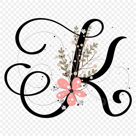 hand lettering alphabet vector png images alphabet letter k hand lettering with flowers vintage