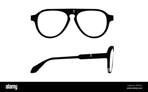 Vector Isolated Illustration Of A Glasses Frame Black Glasses Frame Front And Side View Stock