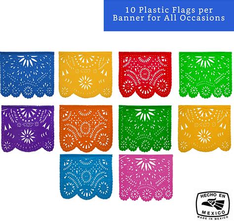 Buy Mexican Party Banners 2 Pack With 10 Multicolor Plastic Flags Per