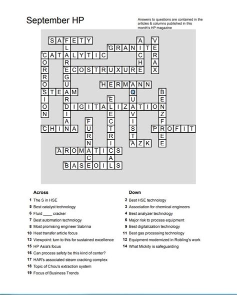 Hp September Crossword Puzzle Answers