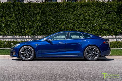 Deep Blue Metallic Tesla Model S With 20 Tss Flow Forged Wheels In Sp